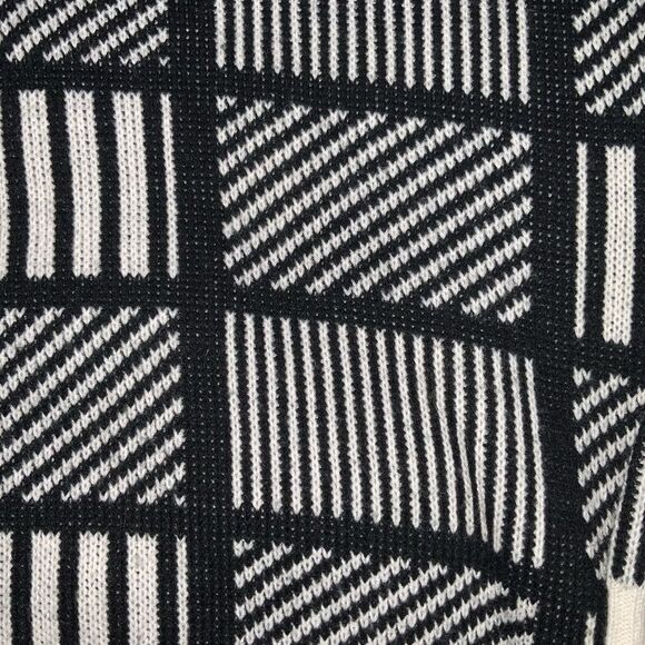 vintage 80s 90s eaton knit sweater stripe‎ checkered patchwork nylon wool blend - Picture 5 of 8